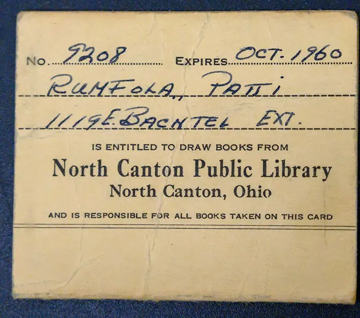 Patti Rumfola's North Canton Public Library Card