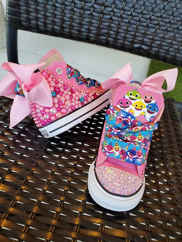 Pink Custom Baby Shark High-top Sneakers by KlutteredKicks