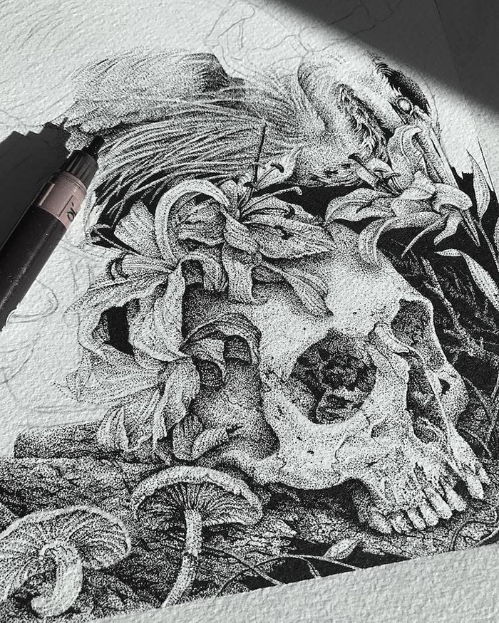 Skull Illustration by Annita Maslov