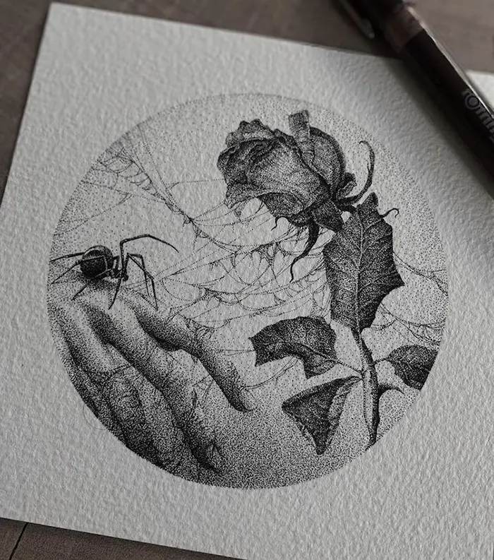 Spider and Rose Illustration by Annita Maslov
