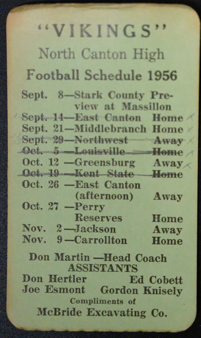 Vikings North Canton High Football Schedule 1956