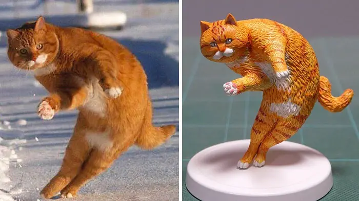 funny animal moment turned 3d ice skate cat