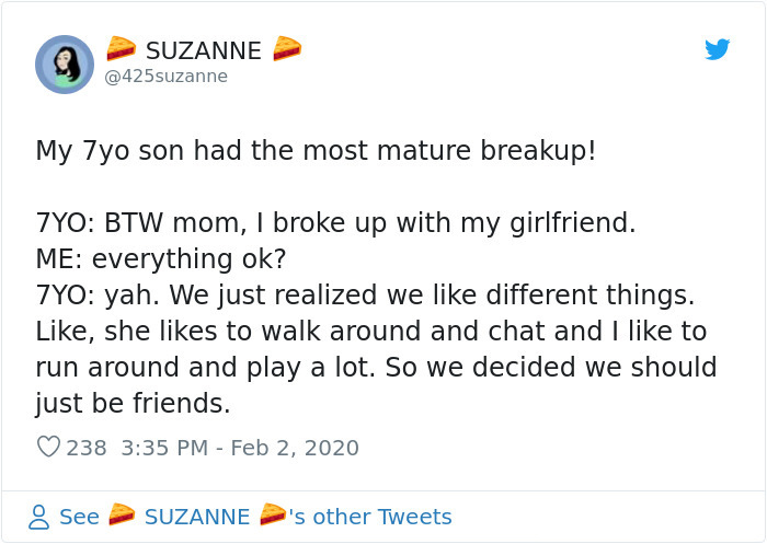 hilarious conversation with 7-year-old kid mature breakup