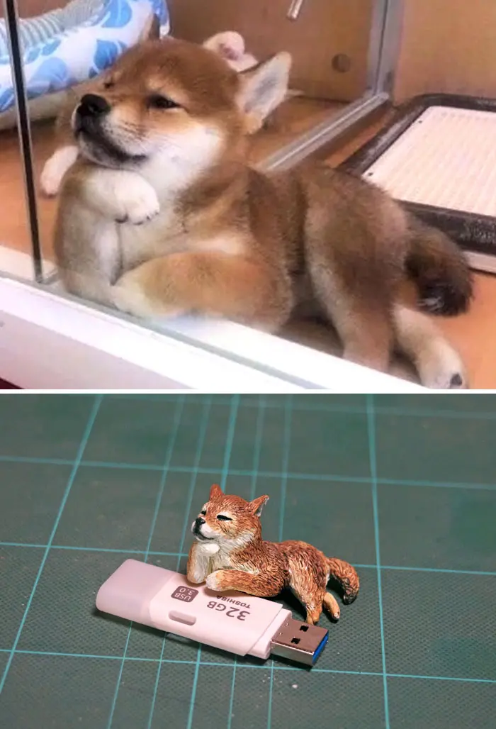 meme-inspired sculptures chilling dog
