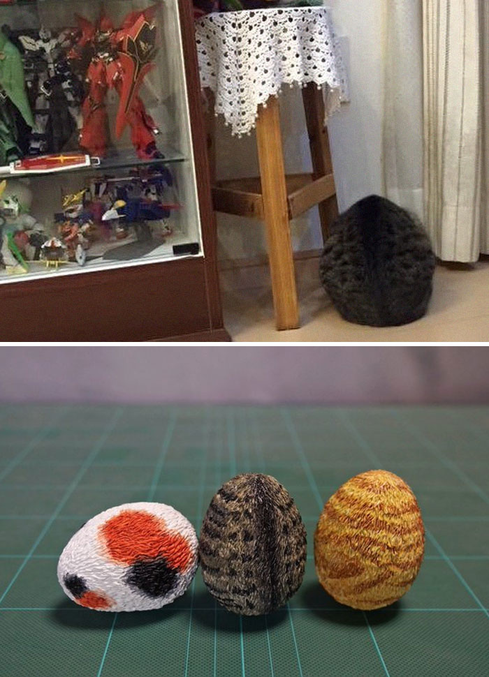 meme-inspired sculptures egg-shaped cat