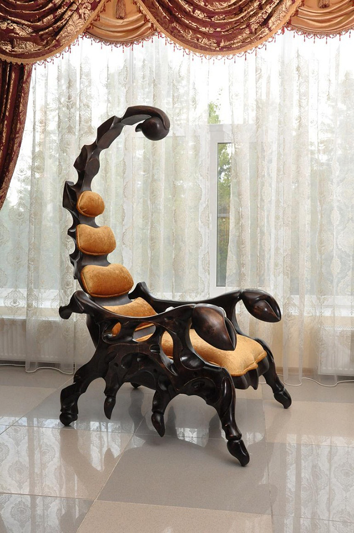 scorpion chair black oak wood