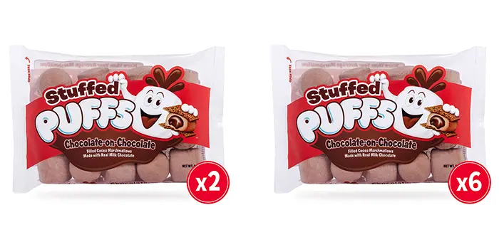 2- and 6-pack chocolate on chocolate marshmallows
