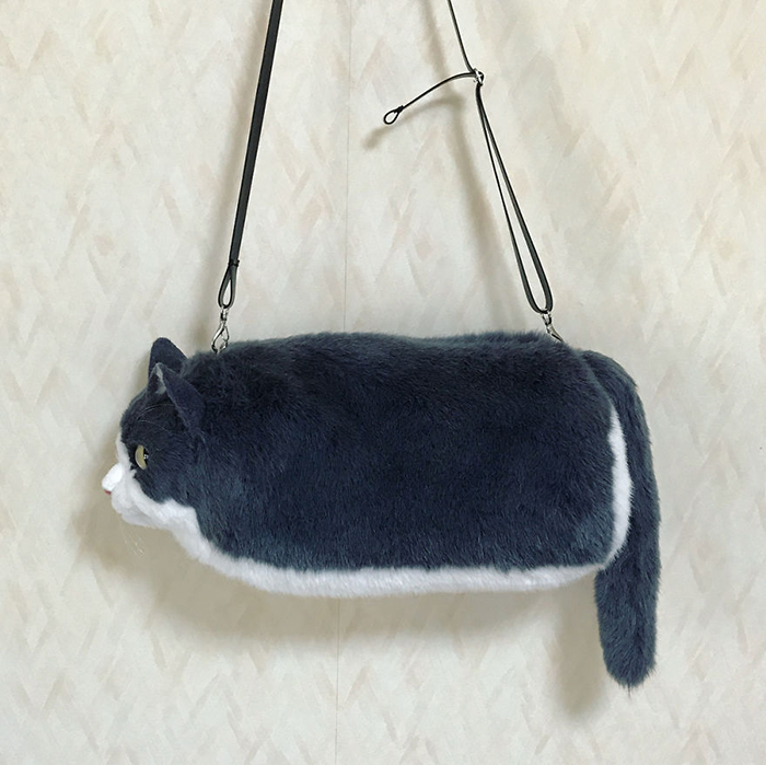 Blue-gray Cat-shaped Bag with Sling