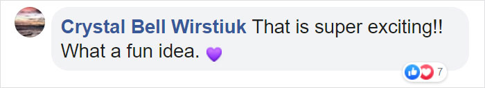 Crystal Bell Wirstiuk Facebook Comment on Time Capsule Gift
