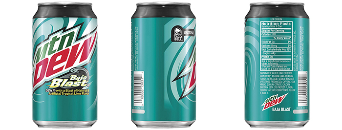 Mountain Dew Baja Blast Can Packaging