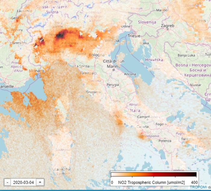 Nitrogen Level in Italy During Coronavirus Quarantine March 4