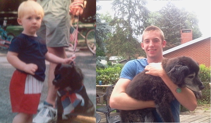 Owner and Dog Growing Up Comparison 20 Years Later