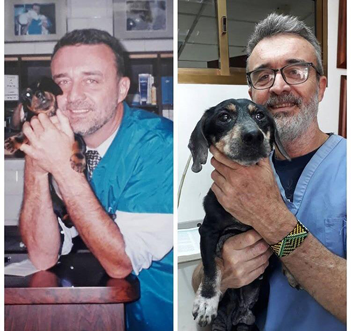 Veterinarian's Puppy Then and Now Comparison 15 Years Later