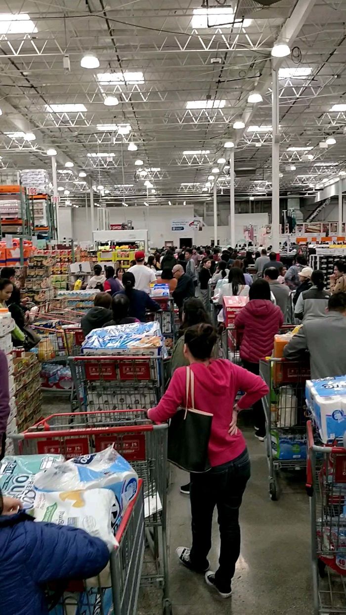 coronavirus crisis costco customer queue