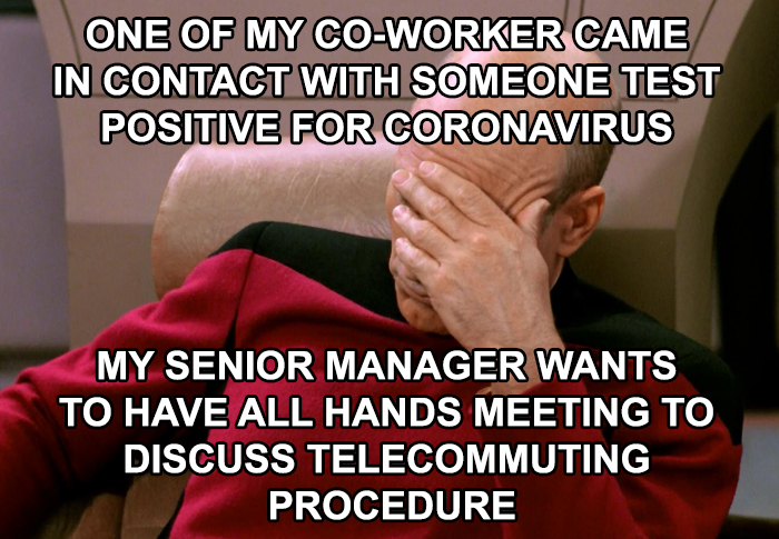 coronavirus jerks senior manager asks for meeting