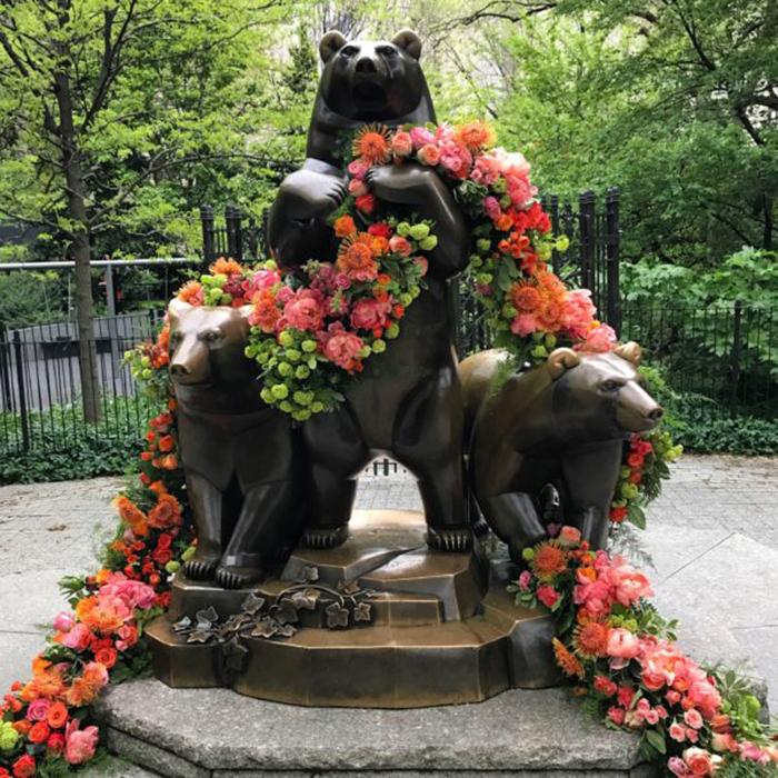 floral arrangement lewis miller group of bears statue