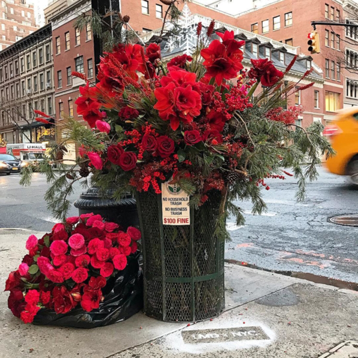 floral arrangement lewis miller madison ave trash can