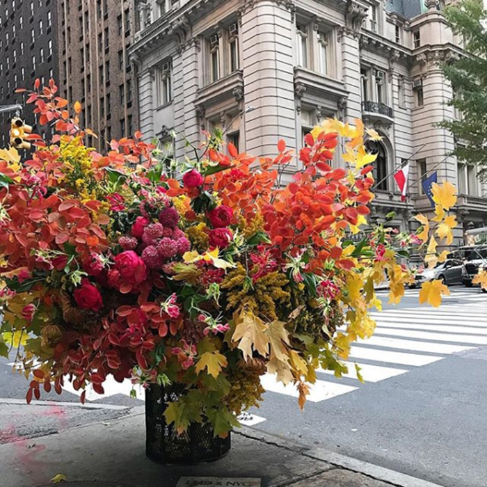 floral arrangement lewis miller trash can madison ave