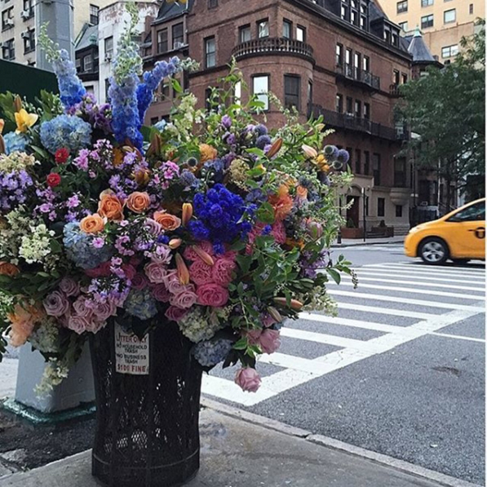 floral arrangement lewis miller trash can west end ave