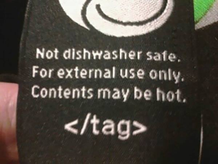 funny clothing tags not dishwasher safe