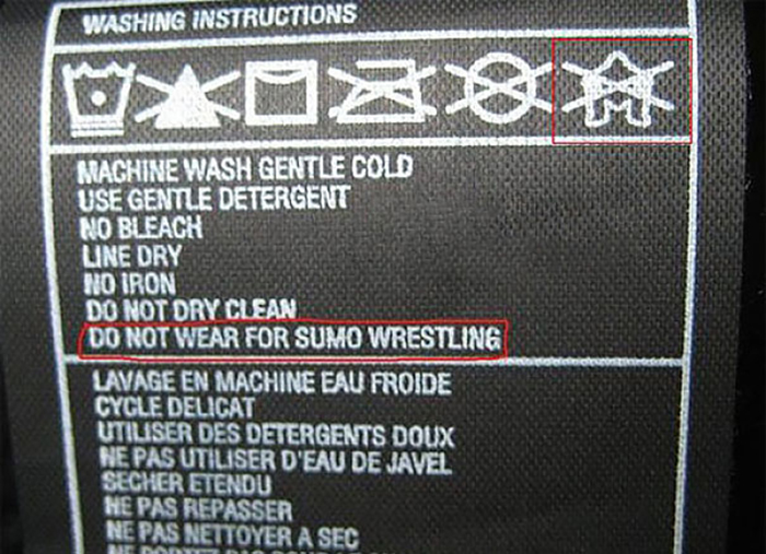 funny clothing tags not for sumo wrestling