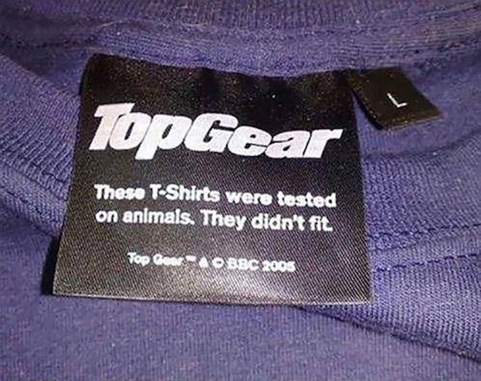 funny clothing tags tested on animals