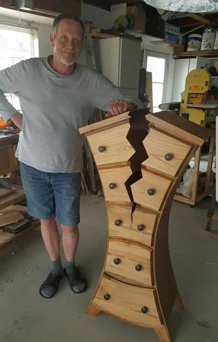 henk verhoeff showing unique woodwork creation