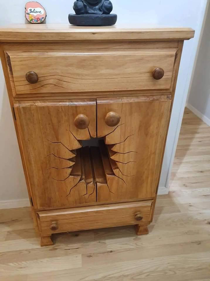 henk verhoeff unique woodwork creation dresser hole
