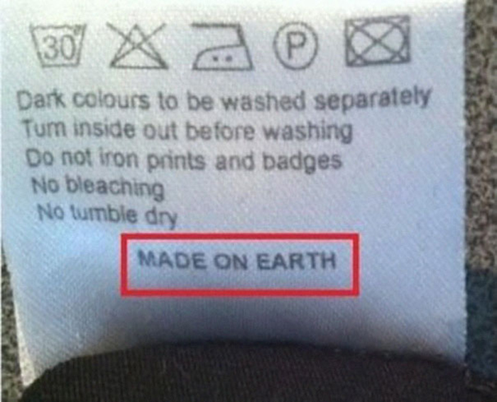 hilarious product label made on earth