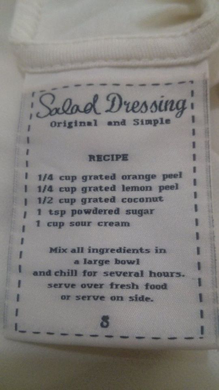 hilarious product label salad dressing recipe