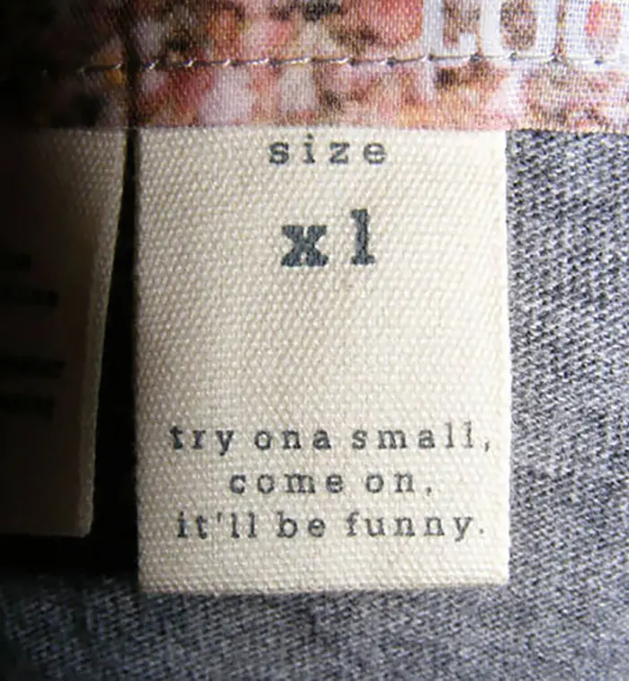 hilarious product label size xl