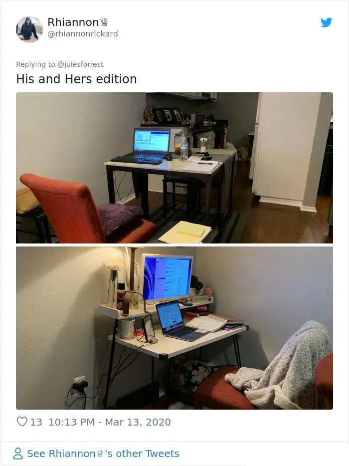 self quarantine workspace setup his vs hers