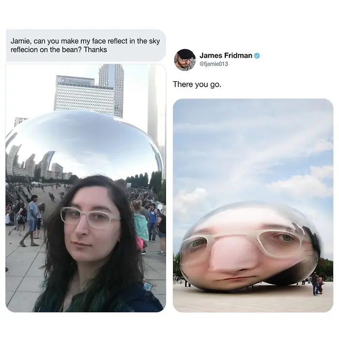 make my face reflect on the bean