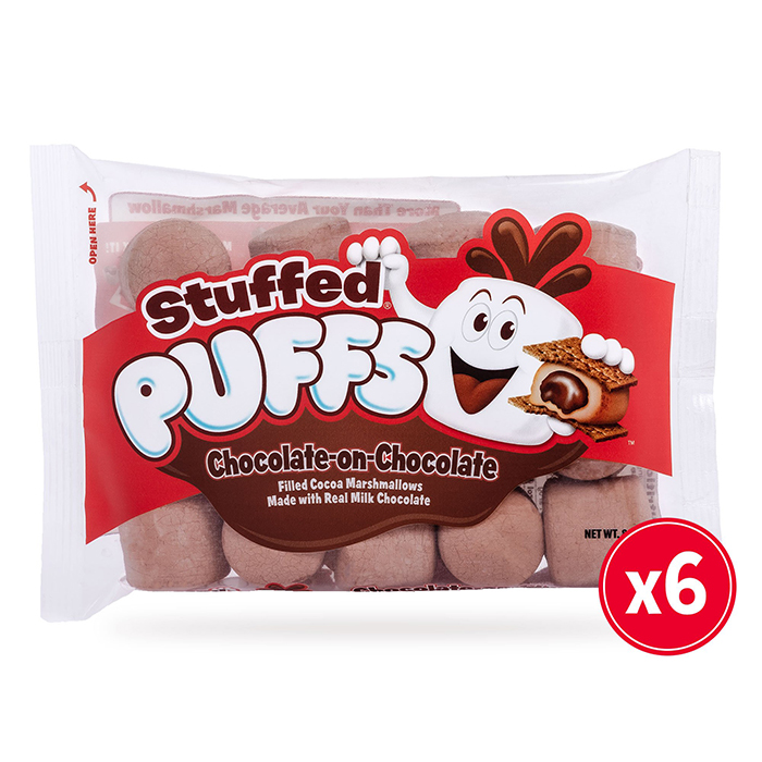 pack of 6 chocolate stuffed puffs