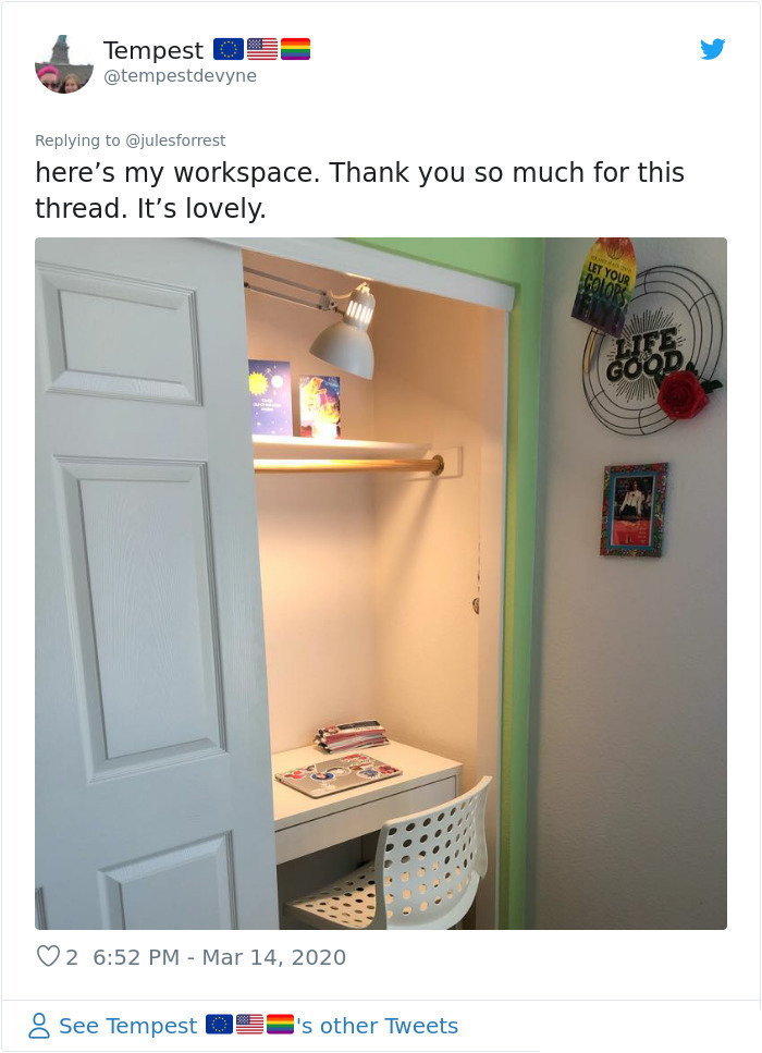 working from home unglamorous workspace closet cubicle