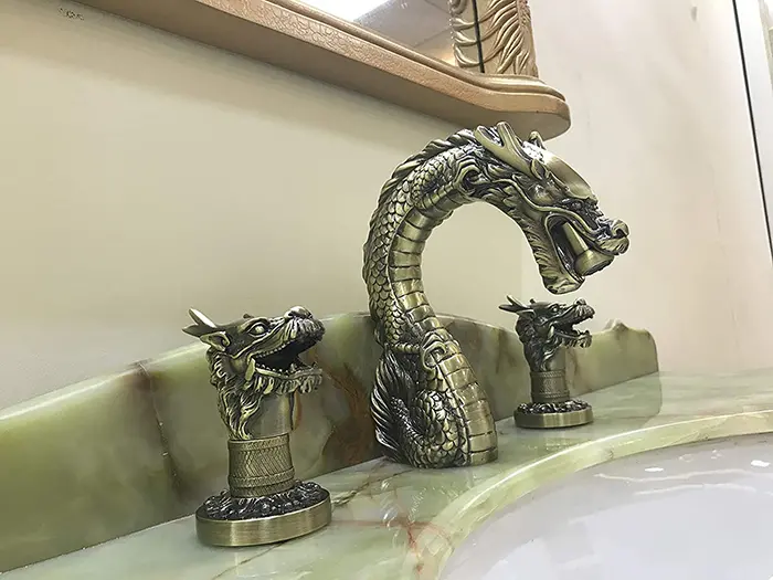 Antique Brass Dragon Faucet Detailed 2