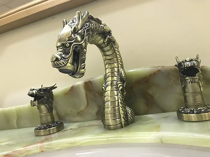Antique Brass Dragon Faucet Detailed 4