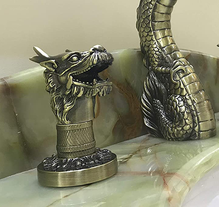 Antique Brass Dragon Faucet Detailed 5