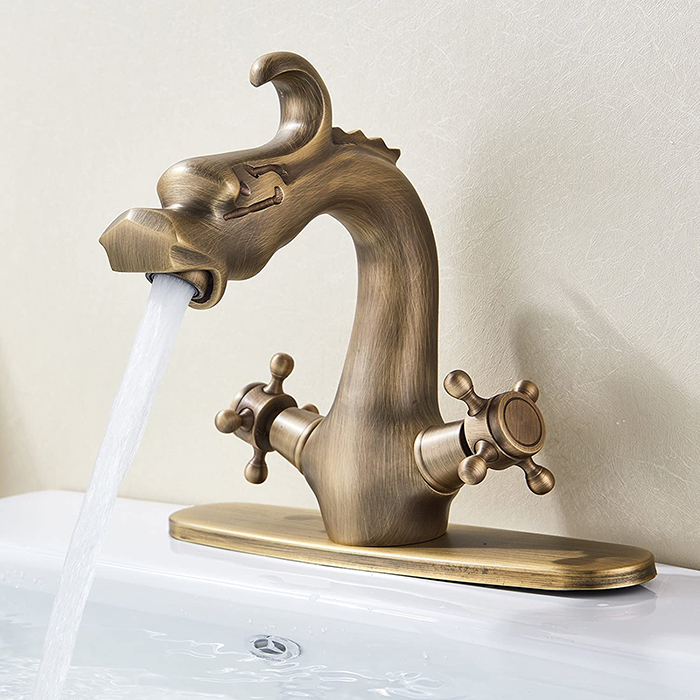 Antique Brass Dragon Faucet Minimalist 2