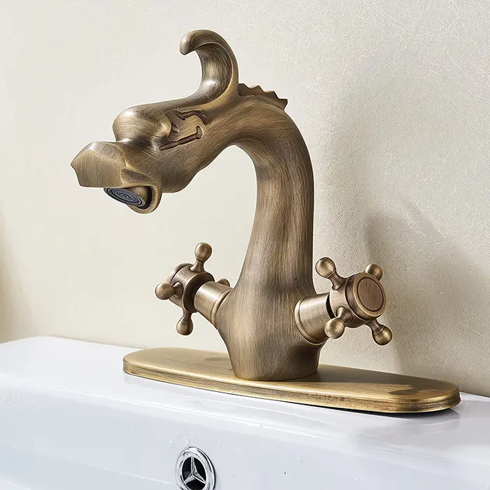 Antique Brass Dragon Faucet Minimalist 3