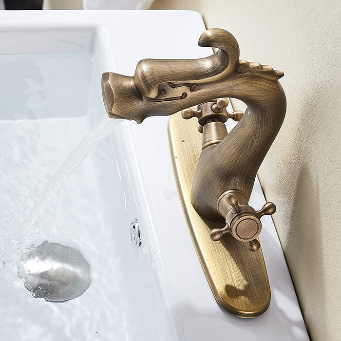 Antique Brass Dragon Faucet Minimalist 4