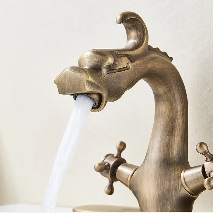 Antique Brass Dragon Faucet Minimalist 5