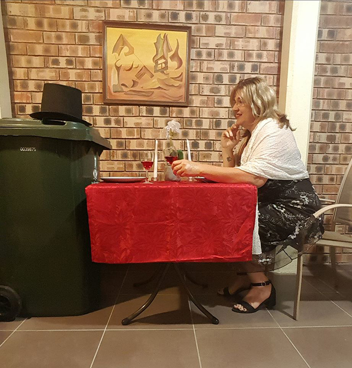 Bin Isolation Outing Woman on a Date with a Bin