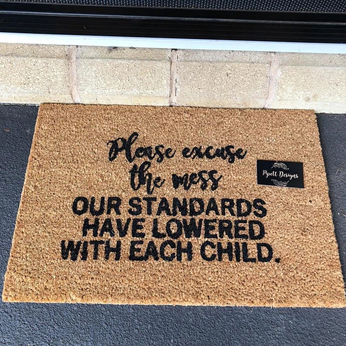 please excuse the mess our standards have lowered with each child doormat