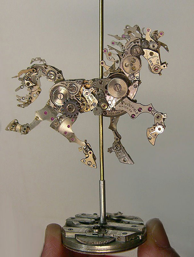 prancing horse steampunk sculpture