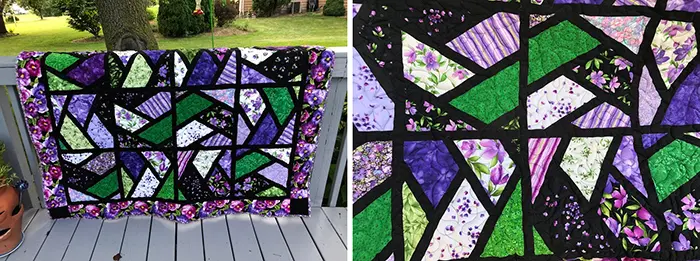 stained glass quilts purple