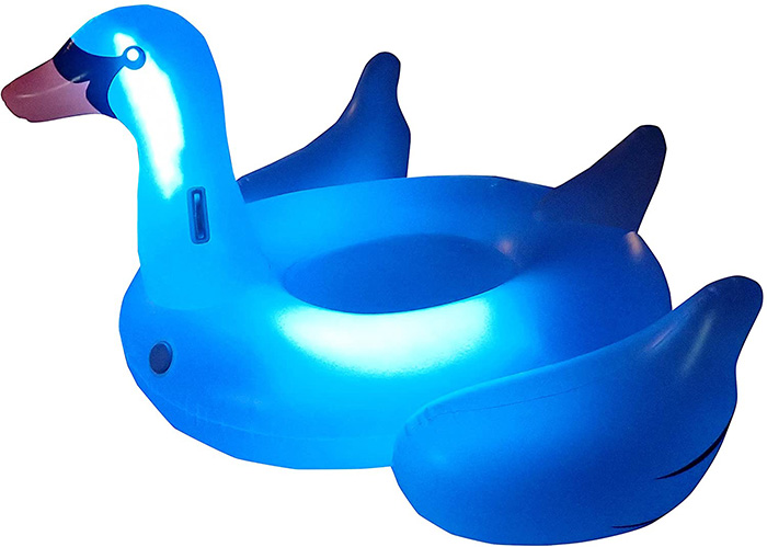 Swimline Light-up Swan Pool Float Blue Light