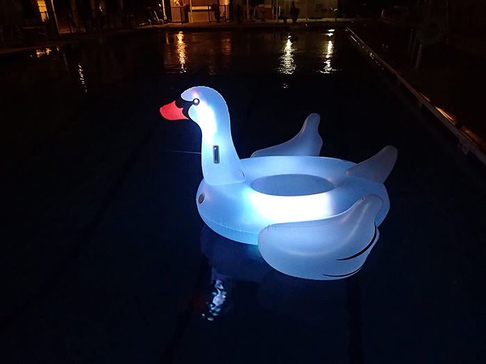Swimline Light-up Swan Pool Float for Night Swimming White Light