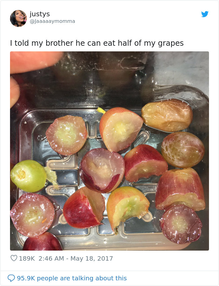 brother eats half the grapes