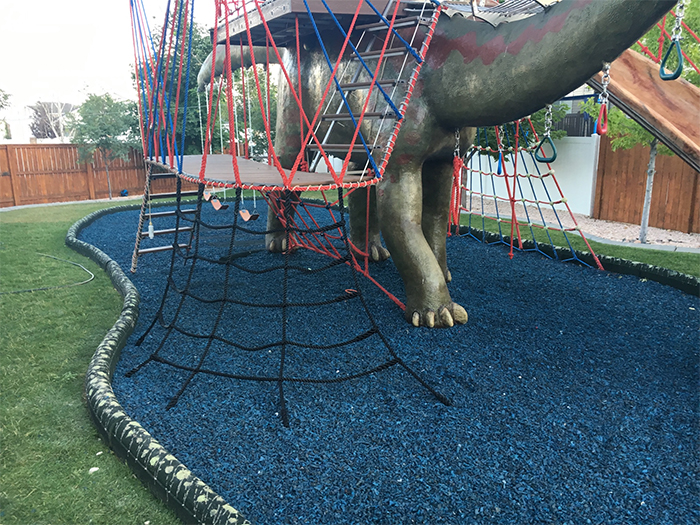 dino statue playground rubber chips protection